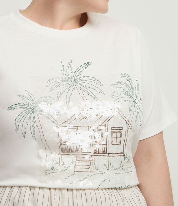 Remera con Estampa Palmeras y Lentejuelas  Curve & Plus Size 3