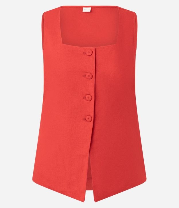 Blusa Alargada en Viscolino con Escote Cuadrado y Lazo 3