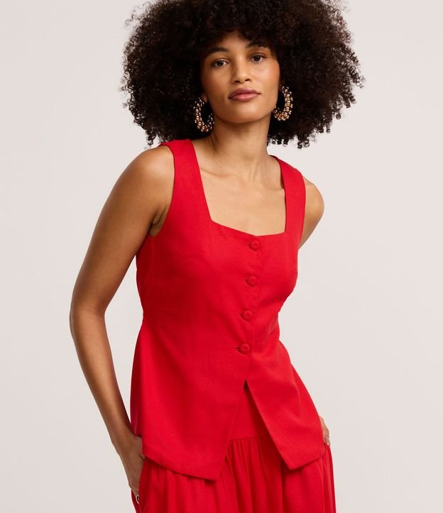 Blusa Alargada en Viscolino con Escote Cuadrado y Lazo