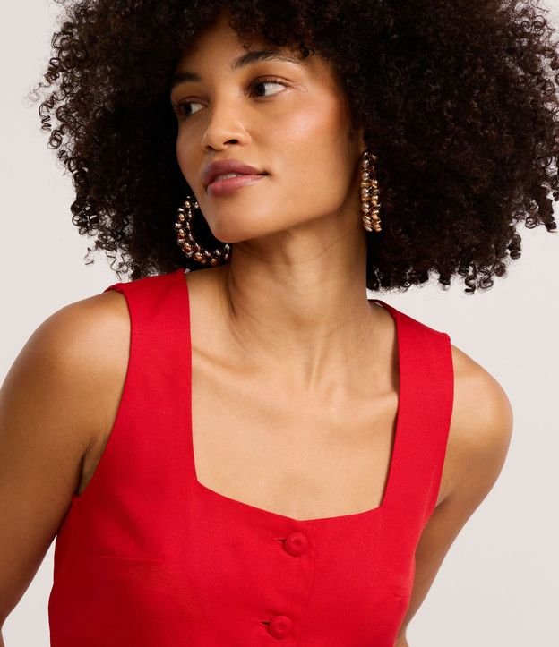 Blusa Alargada en Viscolino con Escote Cuadrado y Lazo 3