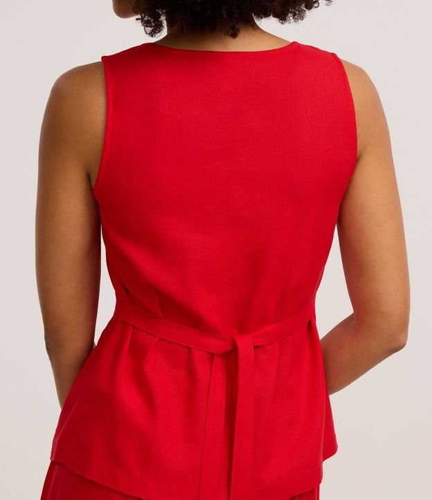 Blusa Alargada en Viscolino con Escote Cuadrado y Lazo 4