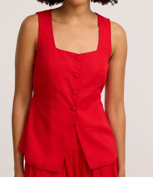 Blusa Alargada en Viscolino con Escote Cuadrado y Lazo 5