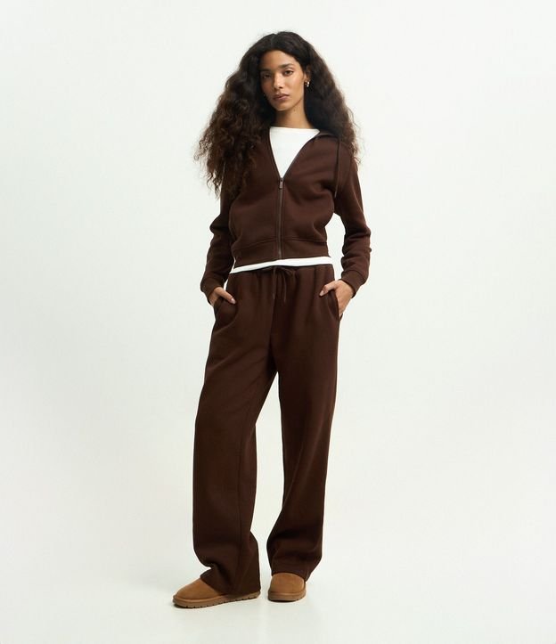 Pantalón Recto en Algodón con Felpa y Cintura Ajustable 1