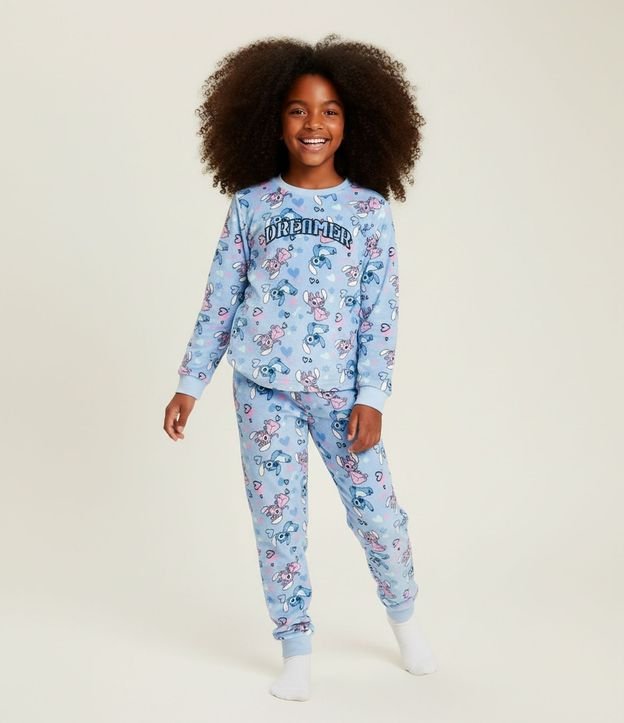 Pijama Infantil Stitch y Angel con Bordado Dreamer – Talle 5 a 14 años 1