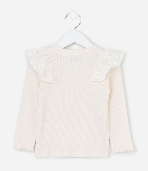 Blusa Infantil en Rib con Volado Broderie - Talle 1 a 6 años 2