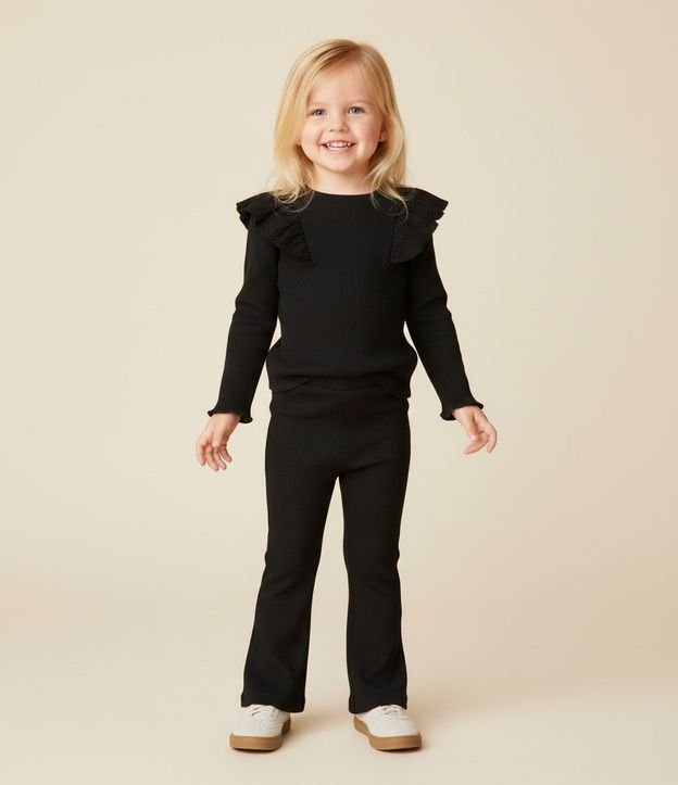 Blusa Infantil en Rib con Volado Broderie - Talle 1 a 6 años