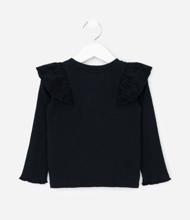 Blusa Infantil en Rib con Volado Broderie - Talle 1 a 6 años 3