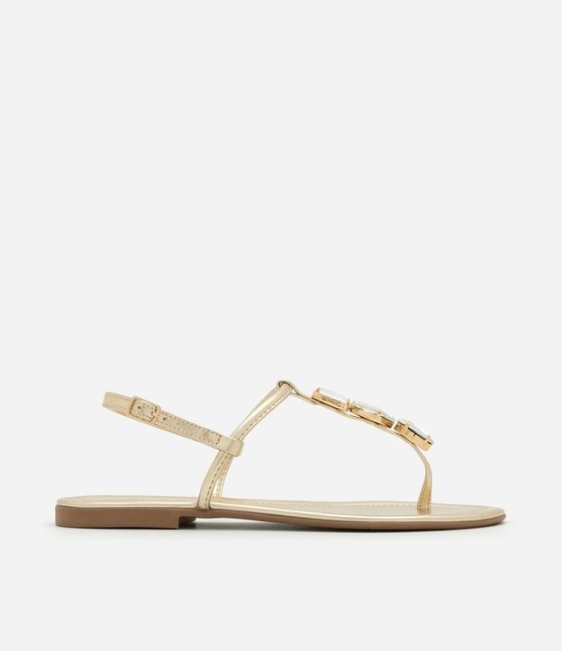 Sandalia Plana con Tiras Finas y Pedras