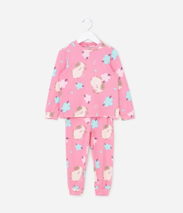 Pijama Infantil Largo en Plush con Estampa de Carpincho – Talle 2 a 6 años 1