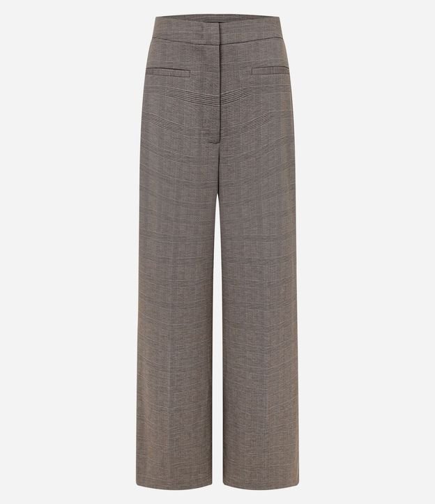 Pantalón Wide Leg en Punto Roma con Estampado de Cuadros 5