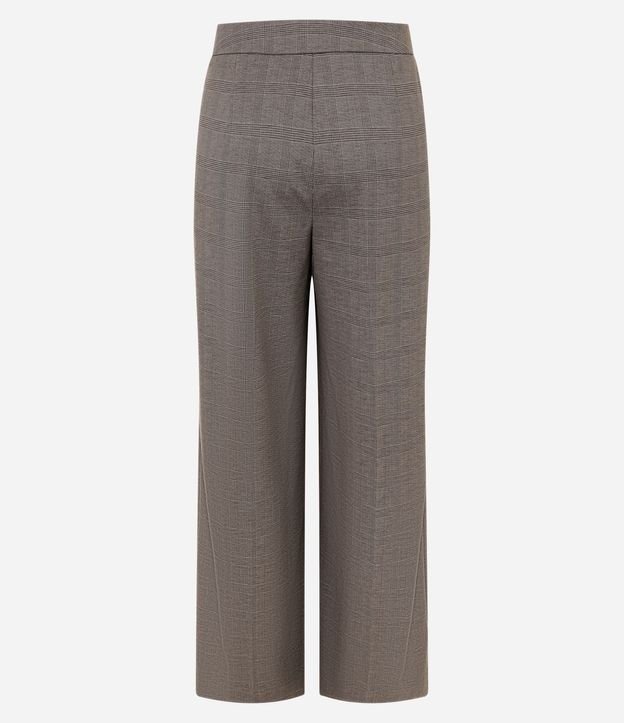 Pantalón Wide Leg en Punto Roma con Estampado de Cuadros 6