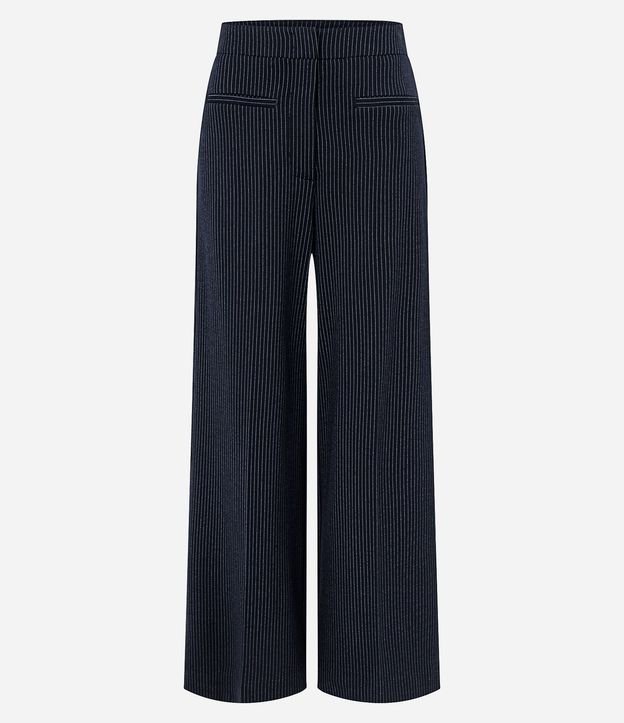 Pantalón Wide Leg en Punto Roma con Raya de Tiza 5