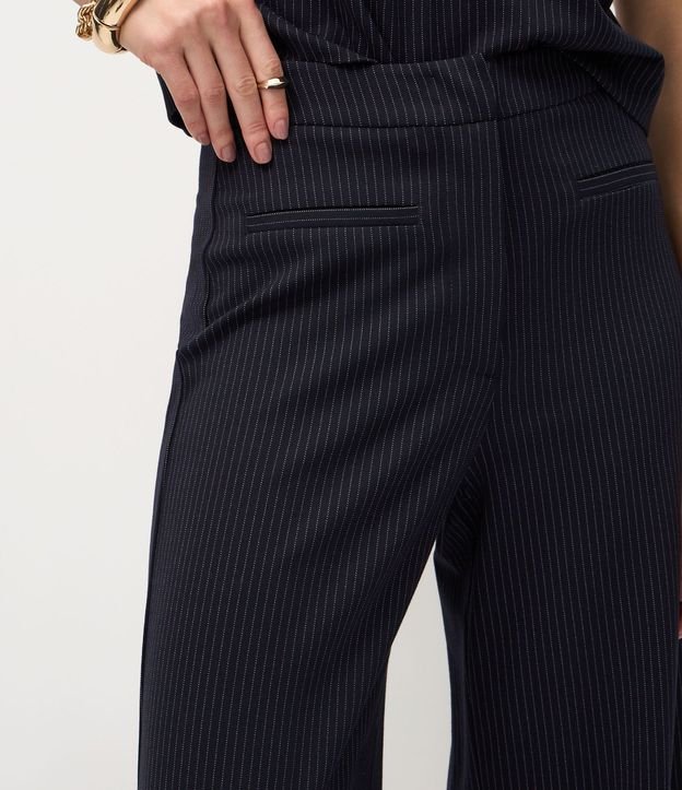Pantalón Wide Leg en Punto Roma con Raya de Tiza 4