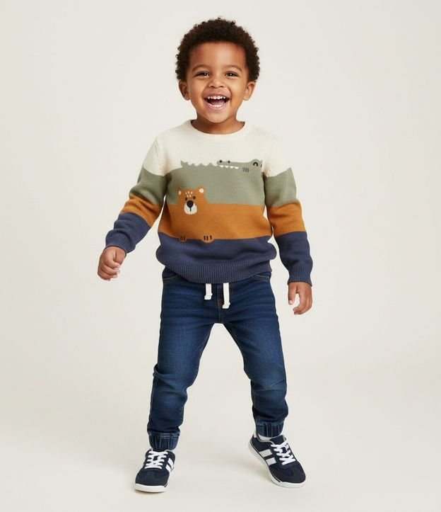 Saco Infantil Listrado en Punto Jacquard – Talle 1 a 6 años