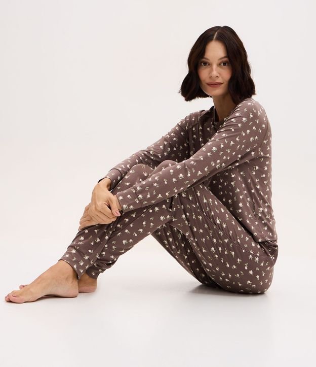 Blusa de Pijama con Estampado Floral Peach Touch