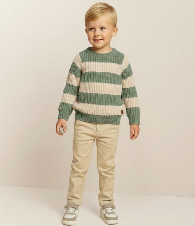 Suéter Infantil en Chenille con Rayas en Blocos – Talle 1 a 5/6 años