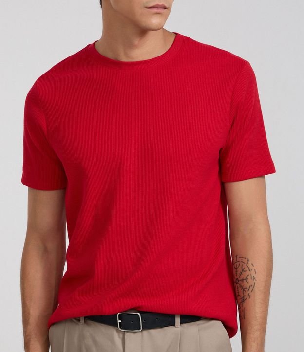 Remera Regular en Algodón con Textura Waffle 3