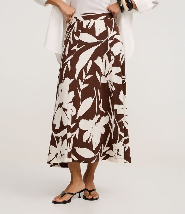 Pollera Midi en Piquet con Estampado Floral Follaje 3