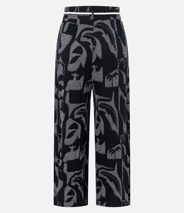 Pantalón Recto Acanalada en Viscosa con Cinturón Cuerda y Estampa Abstracta 8