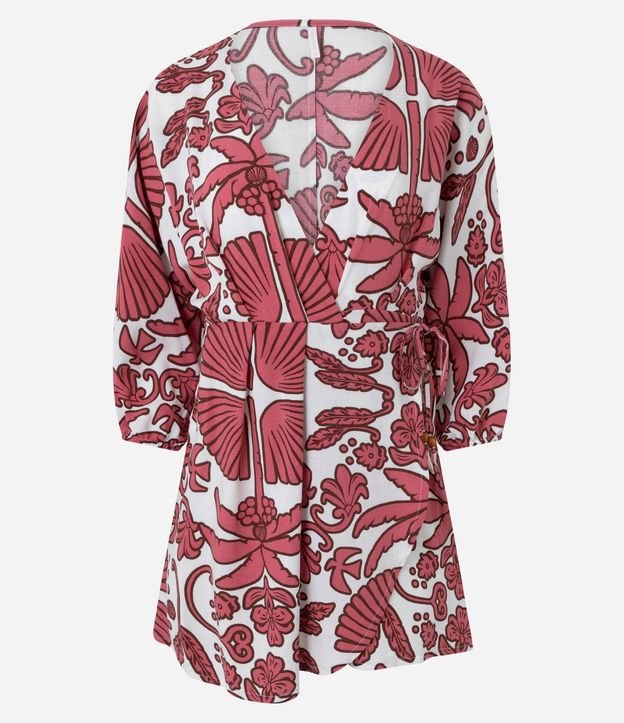 Salida de Playa Vestido Corto en Viscolino con Estampa Floral 5