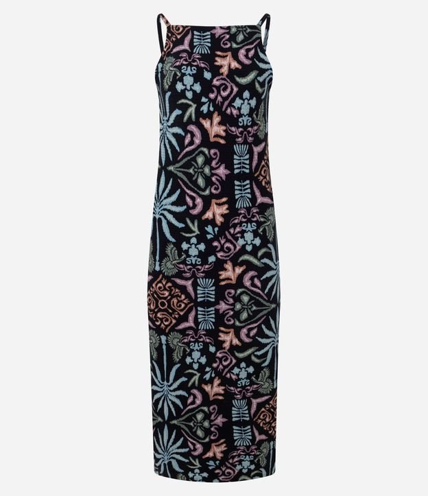 Vestido Midi Canelado en Rib con Estampa Floral 5