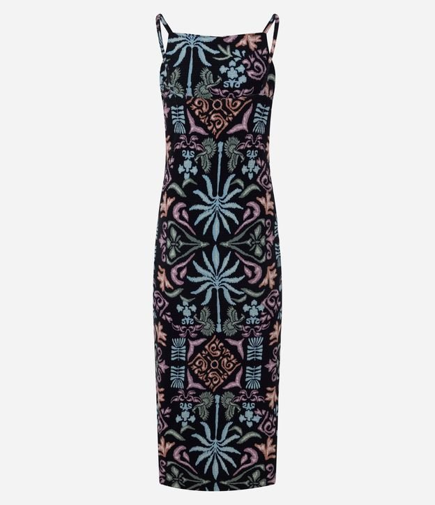 Vestido Midi Canelado en Rib con Estampa Floral 7