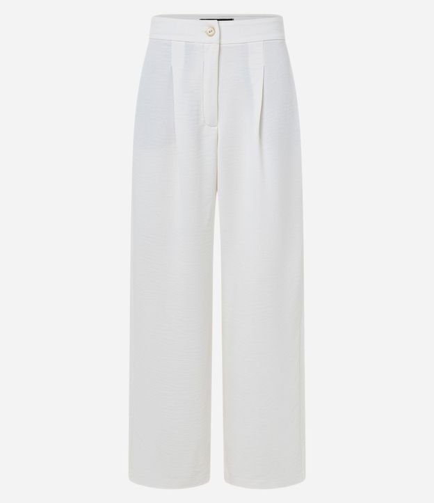 Pantalón Wide Leg Cintura Alta en Crepé Texturizado con Pliegues 1