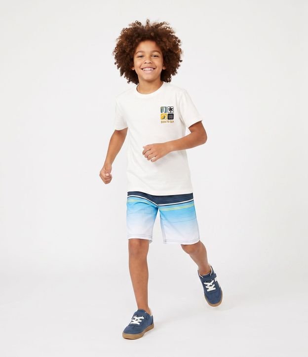 Bermuda Infantil de Baño con Estampa de Rayas -Talle 5 a 14 años