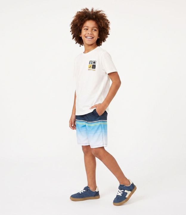 Bermuda Infantil de Baño con Estampa de Rayas -Talle 5 a 14 años 2