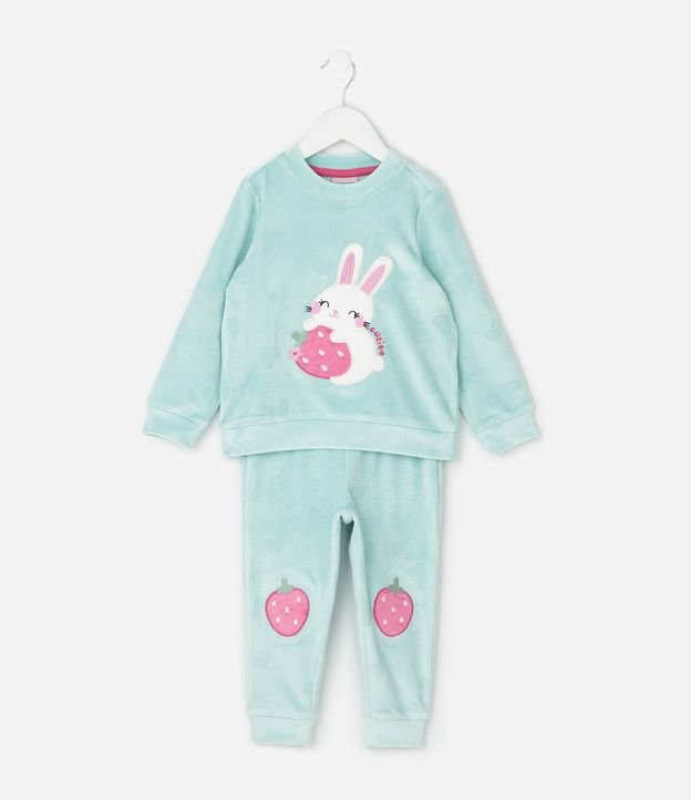 Pijama Infantil con Bordado Conejito y Frutillas – Talle 2 a 6 años