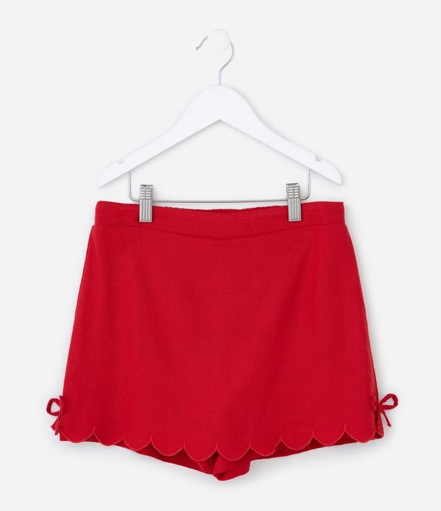 Short Pollera en Viscolino con Bajo Diferenciada con Lacitos - Talle 7 a 14 años 2