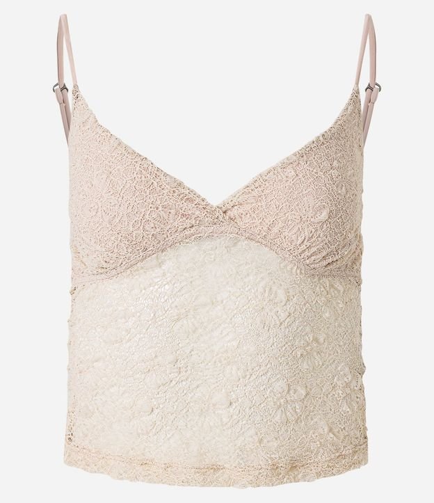 Blusa en Encaje con Breteles Finos y Textura