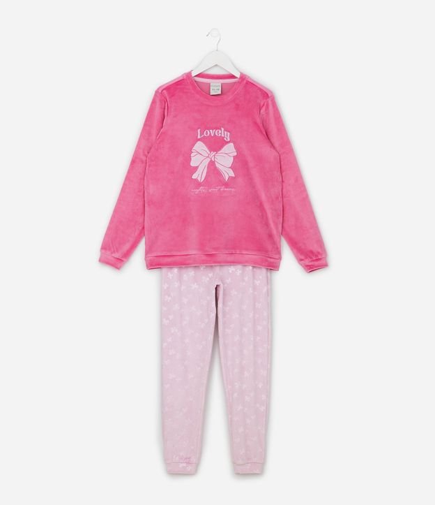 Pijama Infantil Largo con Estampa de Moñitas en Relieve – Talle 5 a 14 años 2