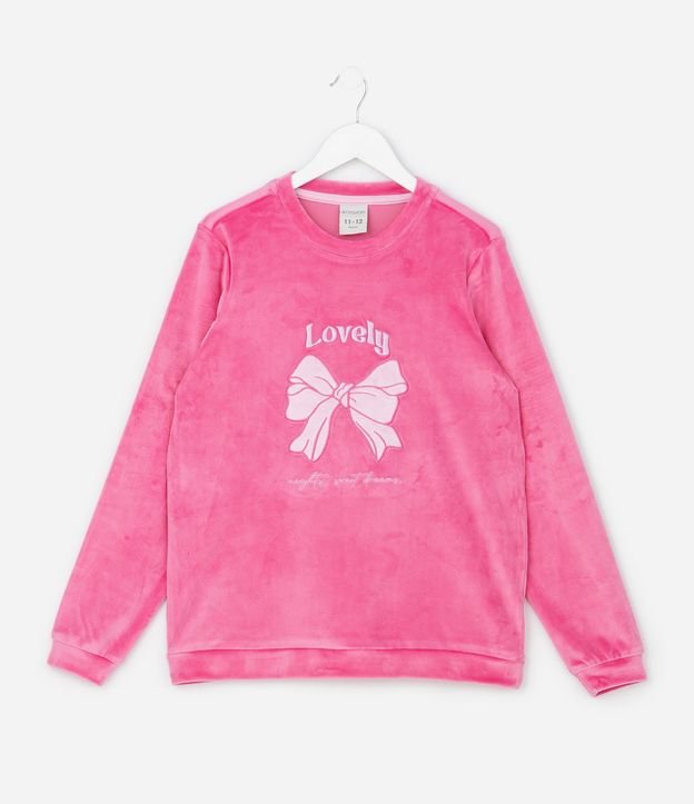Pijama Infantil Largo con Estampa de Moñitas en Relieve – Talle 5 a 14 años 3