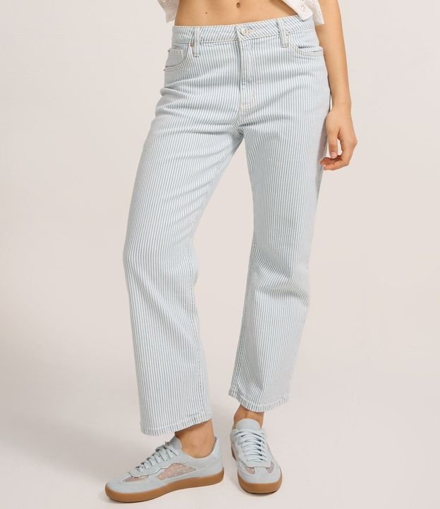 Pantalón Baggy Rayada en Sarga con Bolsillos 3