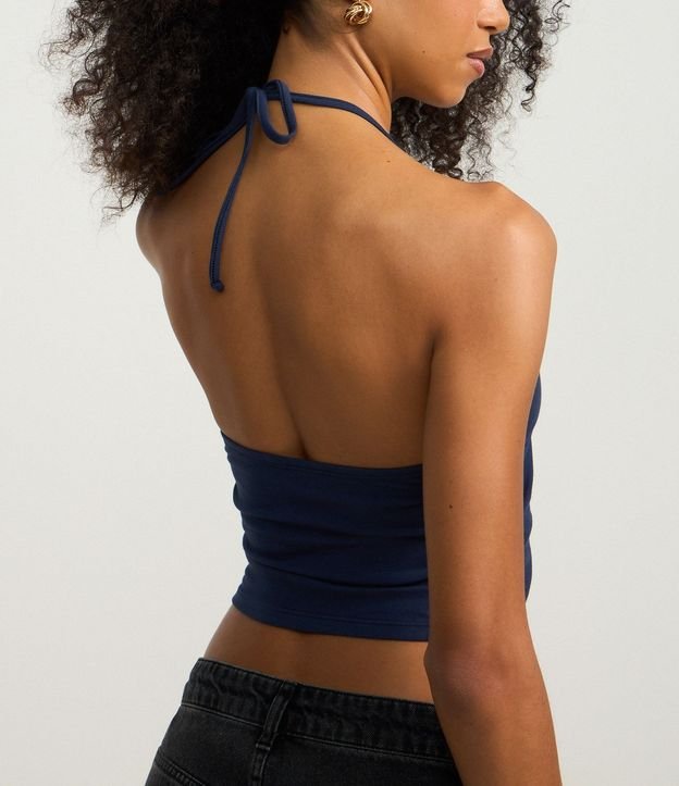Blusa Cropped Frente Única en Cotton con Lazo 3