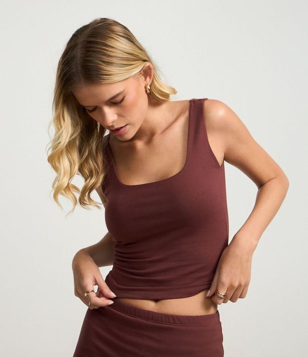 Blusa Musculosa en Algodón con Escote Cuadrado