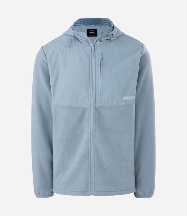 Buzo Masculino de Fleece con Capucha y Recorte en Tejido Plano 5