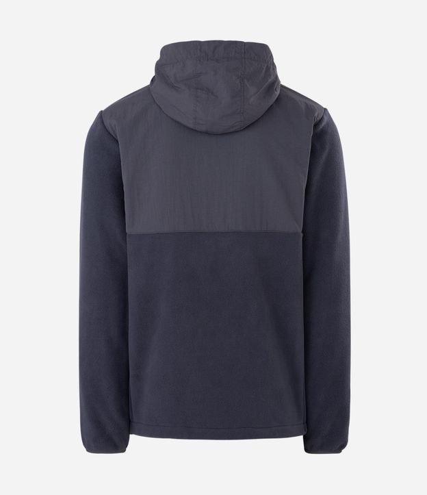 Buzo Masculino de Fleece con Capucha y Recorte en Tejido Plano 5