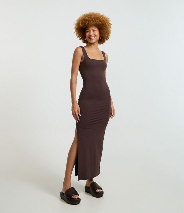 Vestido Long Midi en Poliamida con Escote en la Espalda