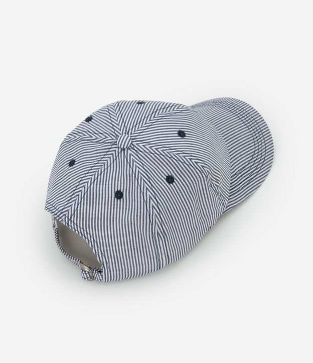 Gorra Aba Curva en Sarga Rayada con Hilo Teñido y Bordado de Ondas 4