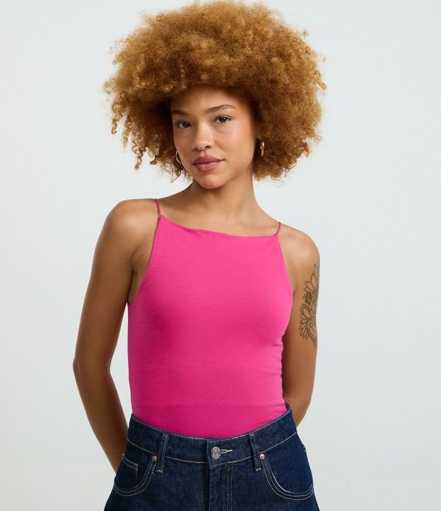 Blusa sin Manga con Escote Halter y Alça Elástico