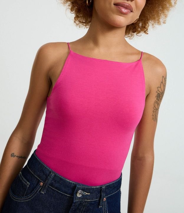 Blusa sin Manga con Escote Halter y Alça Elástico 3