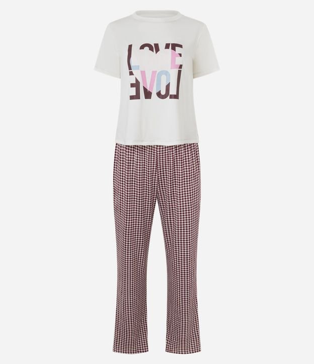 Pijama Largo Peach Touch con Pantalón de Cuadros Vichy 5