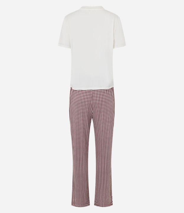 Pijama Largo Peach Touch con Pantalón de Cuadros Vichy 6