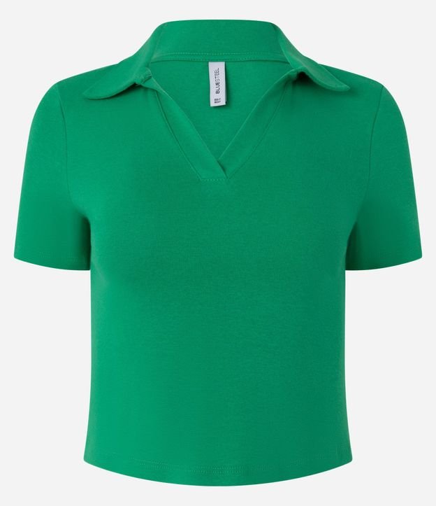 Blusa en Rib con Cuello Polo y Manga Corta 6