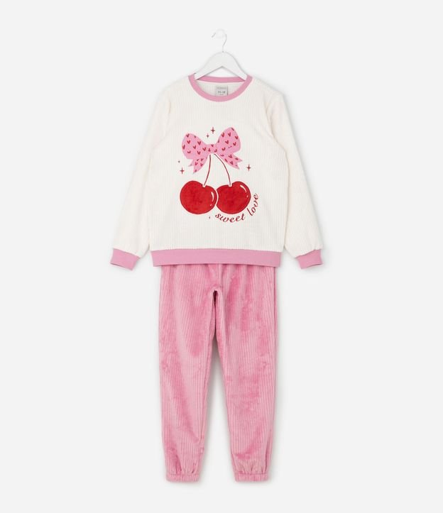 Pijama Infantil Largo con Estampa de Lazo y Cereza – Talle 4 a 14 años 2