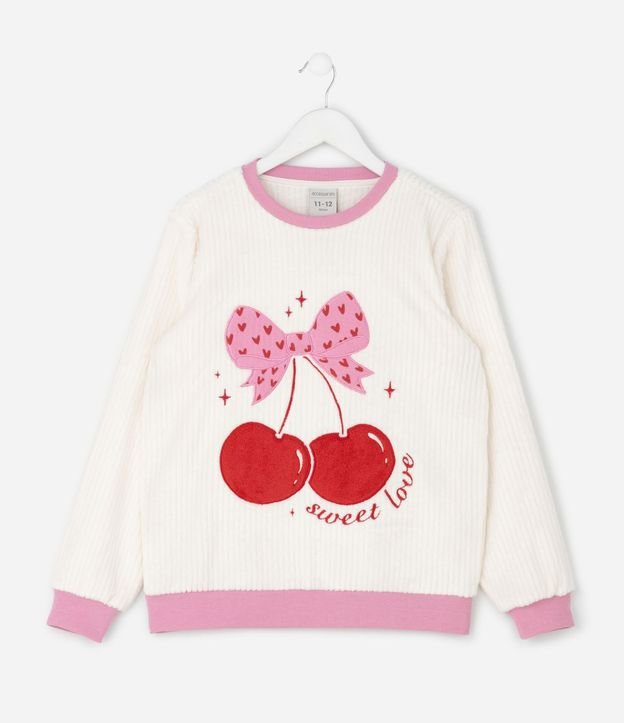 Pijama Infantil Largo con Estampa de Lazo y Cereza – Talle 4 a 14 años