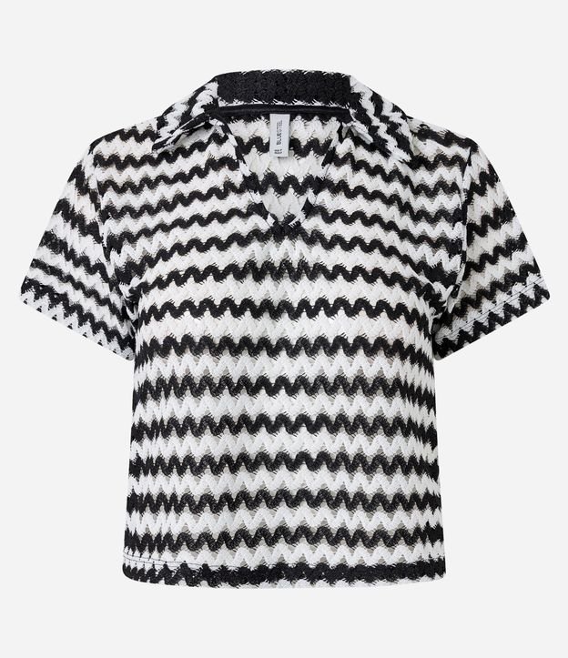 Blusa Boxy con Cuello Polo en Punto 5