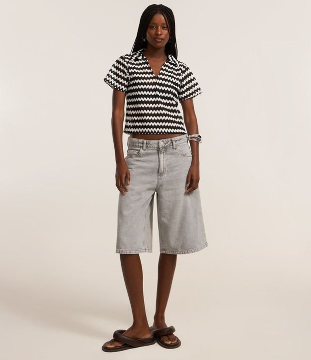 Blusa Boxy con Cuello Polo en Punto 2